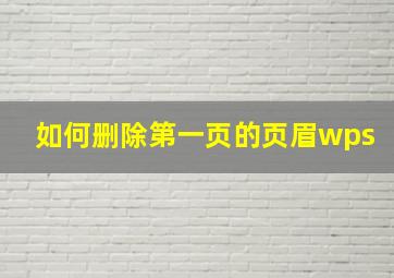 如何删除第一页的页眉wps