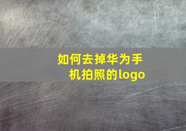 如何去掉华为手机拍照的logo