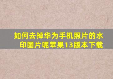 如何去掉华为手机照片的水印图片呢苹果13版本下载