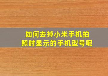 如何去掉小米手机拍照时显示的手机型号呢