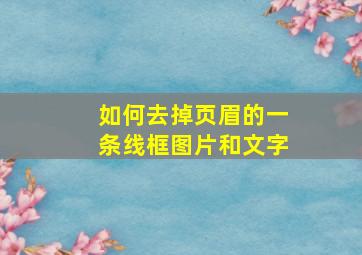 如何去掉页眉的一条线框图片和文字