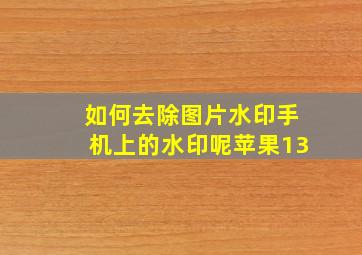 如何去除图片水印手机上的水印呢苹果13