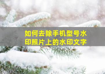 如何去除手机型号水印照片上的水印文字