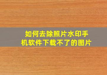 如何去除照片水印手机软件下载不了的图片