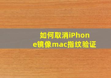 如何取消iPhone镜像mac指纹验证