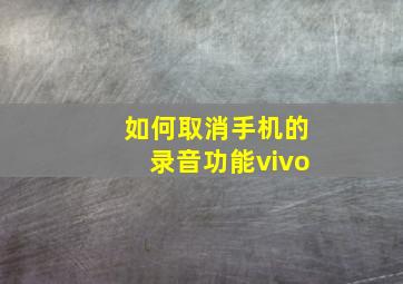 如何取消手机的录音功能vivo