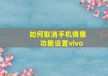 如何取消手机镜像功能设置vivo