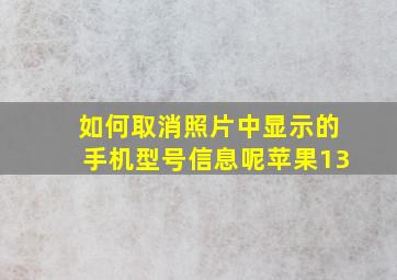 如何取消照片中显示的手机型号信息呢苹果13