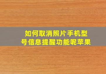 如何取消照片手机型号信息提醒功能呢苹果