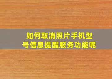 如何取消照片手机型号信息提醒服务功能呢