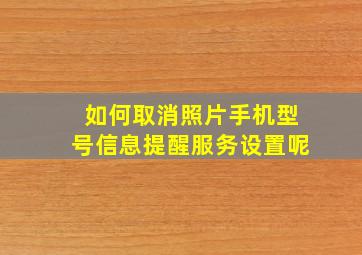 如何取消照片手机型号信息提醒服务设置呢