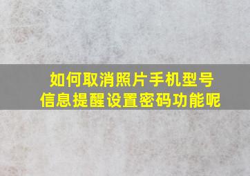 如何取消照片手机型号信息提醒设置密码功能呢