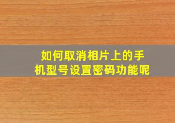 如何取消相片上的手机型号设置密码功能呢