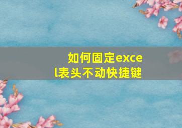 如何固定excel表头不动快捷键