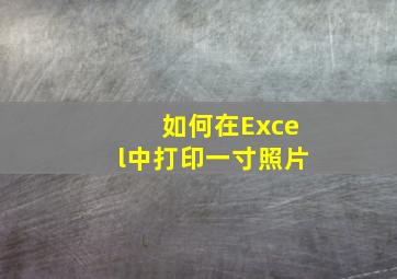 如何在Excel中打印一寸照片