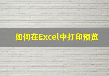 如何在Excel中打印预览