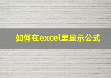 如何在excel里显示公式