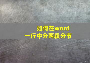 如何在word一行中分两段分节