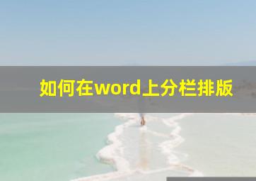 如何在word上分栏排版