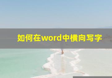 如何在word中横向写字