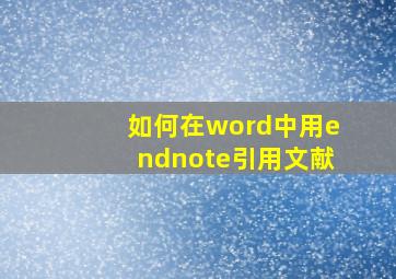 如何在word中用endnote引用文献