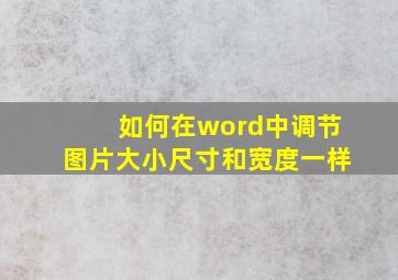 如何在word中调节图片大小尺寸和宽度一样