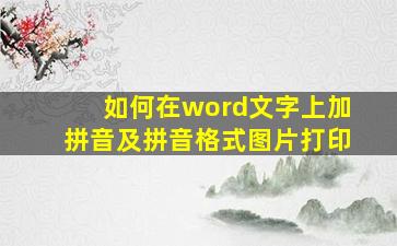 如何在word文字上加拼音及拼音格式图片打印