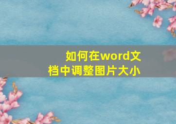 如何在word文档中调整图片大小