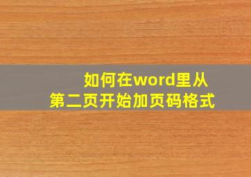 如何在word里从第二页开始加页码格式