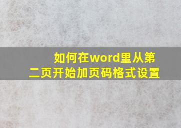 如何在word里从第二页开始加页码格式设置