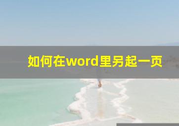 如何在word里另起一页