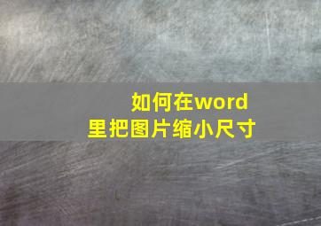 如何在word里把图片缩小尺寸