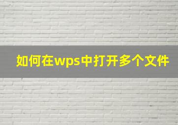 如何在wps中打开多个文件