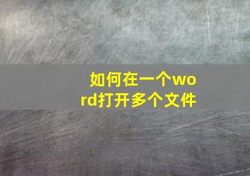 如何在一个word打开多个文件