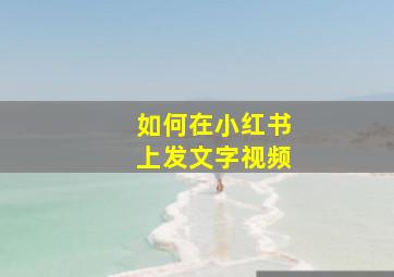 如何在小红书上发文字视频