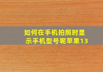 如何在手机拍照时显示手机型号呢苹果13