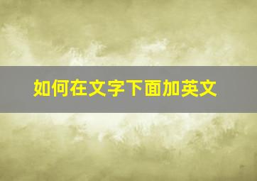 如何在文字下面加英文