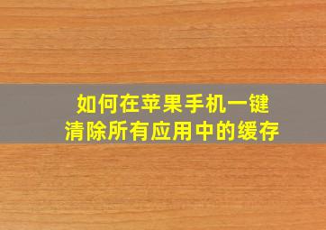 如何在苹果手机一键清除所有应用中的缓存