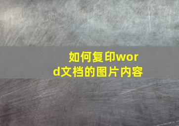 如何复印word文档的图片内容