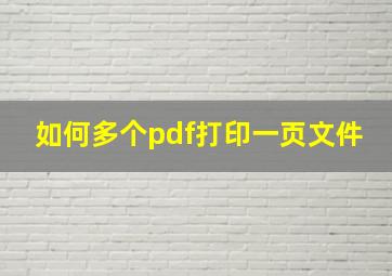 如何多个pdf打印一页文件