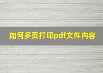 如何多页打印pdf文件内容