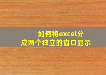 如何将excel分成两个独立的窗口显示