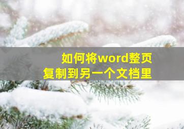 如何将word整页复制到另一个文档里