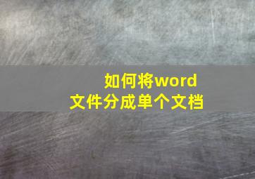 如何将word文件分成单个文档