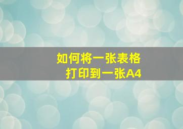 如何将一张表格打印到一张A4