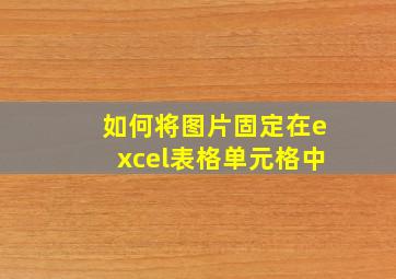 如何将图片固定在excel表格单元格中