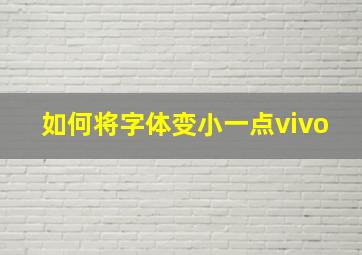 如何将字体变小一点vivo