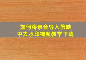 如何将录音导入剪映中去水印视频教学下载