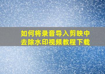 如何将录音导入剪映中去除水印视频教程下载