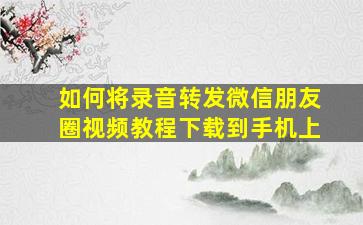 如何将录音转发微信朋友圈视频教程下载到手机上